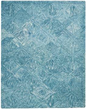 Nourison Linked Blue Rectangle 8x10 ft Wool Carpet 115675