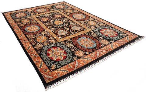 Chobi Black Hand Knotted 711 X 106 Area Rug 100-115733 Image 2