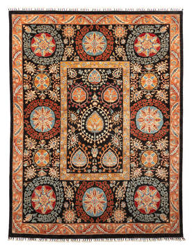 Chobi Black Hand Knotted 7'11" X 10'6"  Area Rug 700-115733