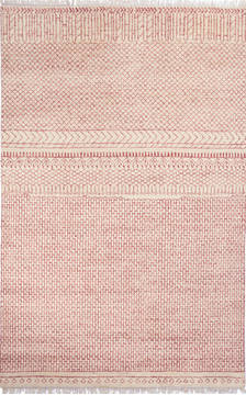 Pakistani Moroccan White Rectangle 7x10 ft Wool Carpet 115751