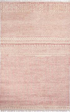 Moroccan White Hand Knotted 6'3" X 9'8"  Area Rug 700-115751