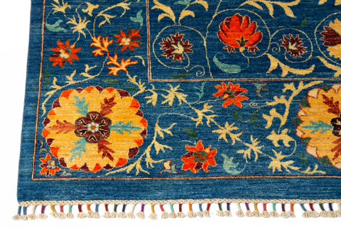 Chobi Blue Hand Knotted 82 X 101 Area Rug 700-115752 Image 3