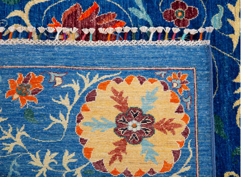 Chobi Blue Hand Knotted 82 X 101 Area Rug 700-115752 Image 5