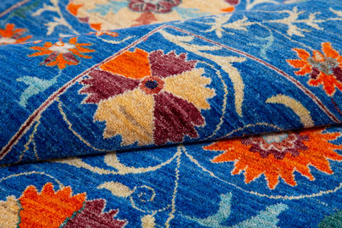 Chobi Blue Hand Knotted 82 X 101 Area Rug 700-115752 Image 6