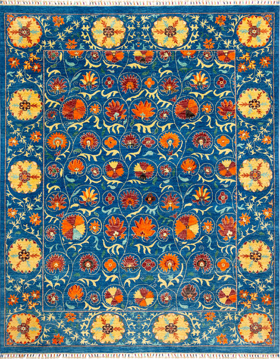 Chobi Blue Hand Knotted 82 X 101 Area Rug 700-115752 Image 0