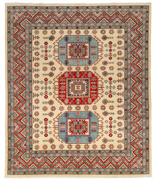 Kazak Beige Hand Knotted 7'10" X 9'5"  Area Rug 700-115756