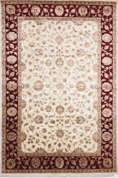 Jaipur White Hand Knotted 6'1" X 9'2"  Area Rug 905-115774