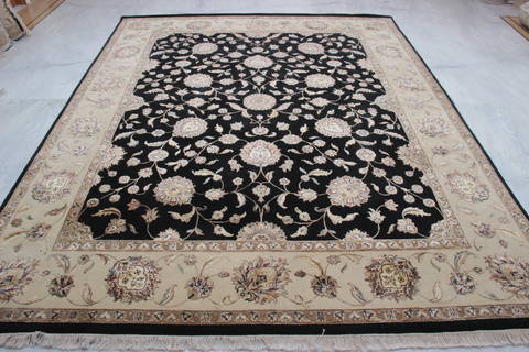 Jaipur Black Hand Knotted 80 X 101 Area Rug 905-115807 Image 1
