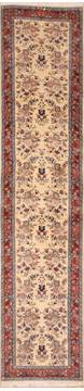 Kashan Beige Runner Hand Knotted 2'8" X 12'3"  Area Rug 100-12000