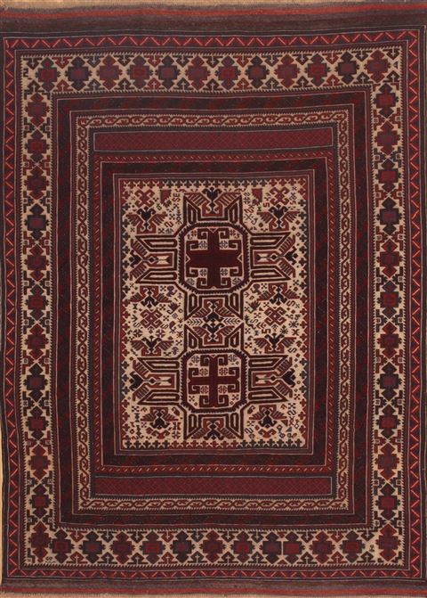 Kilim Red Hand Knotted 66 X 93  Area Rug 100-12002 Image 0