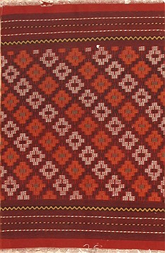 Persian Kilim Red Rectangle 2x3 ft Wool Carpet 12003