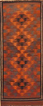 Kilim Orange Runner Hand Knotted 4'5" X 10'9"  Area Rug 100-12004