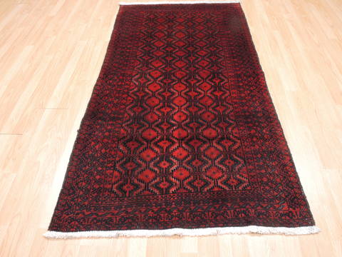 Baluch Red Hand Knotted 40 X 710 Area Rug 100-12006 Image 1
