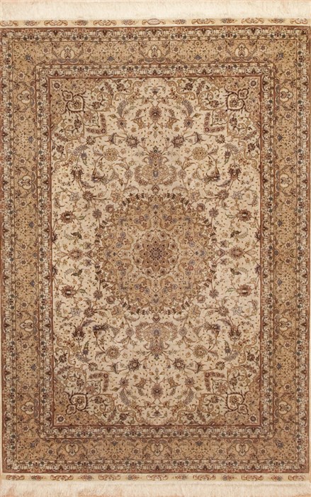 Tabriz Beige Hand Knotted 135 X 200  Area Rug 100-12012 Image 0