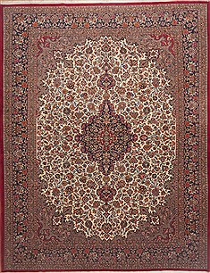 Persian Qum Red Rectangle 10x13 ft Wool Carpet 12016