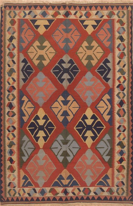 Kilim Beige Hand Knotted 63 X 100  Area Rug 100-12017 Image 0
