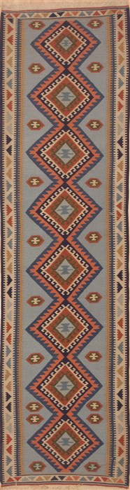 Kilim Blue Runner Hand Knotted 28 X 103  Area Rug 100-12023 Image 0