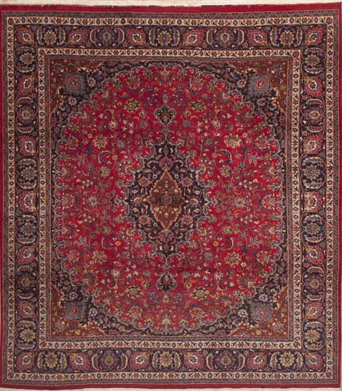 Mashad Red Square Hand Knotted 99 X 110  Area Rug 100-12027 Image 0