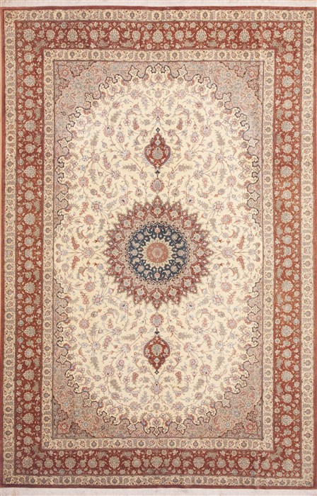 Tabriz Beige Hand Knotted 63 X 99  Area Rug 100-12031 Image 0