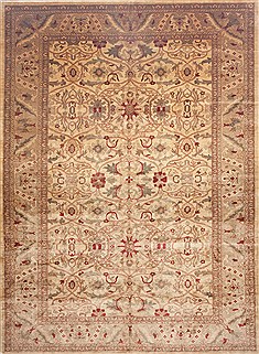 Pishavar Beige Hand Knotted 10'9" X 15'0"  Area Rug 100-12041