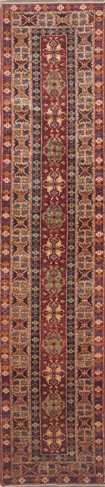 Kazak Red Runner Hand Knotted 29 X 120  Area Rug 100-12060 Image 0