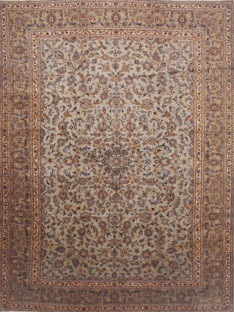 Kashan Blue Hand Knotted 911 X 130 Area Rug 100-12073 Image 0
