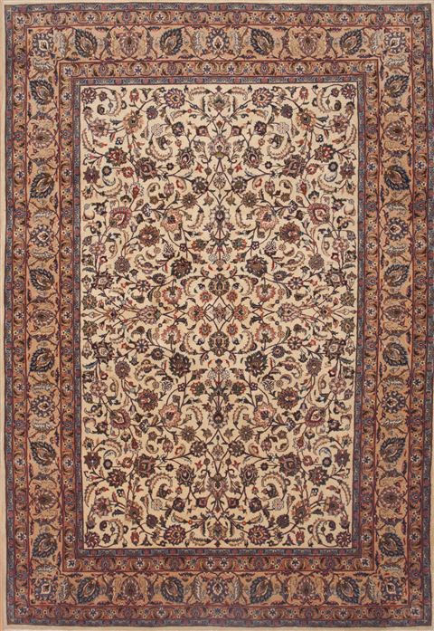 Mashad Beige Hand Knotted 80 X 119  Area Rug 100-12074 Image 0