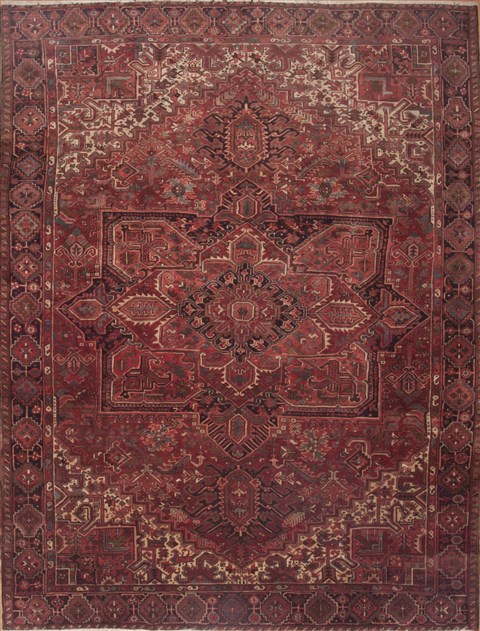 Heriz Red Hand Knotted 106 X 139  Area Rug 100-12075 Image 0
