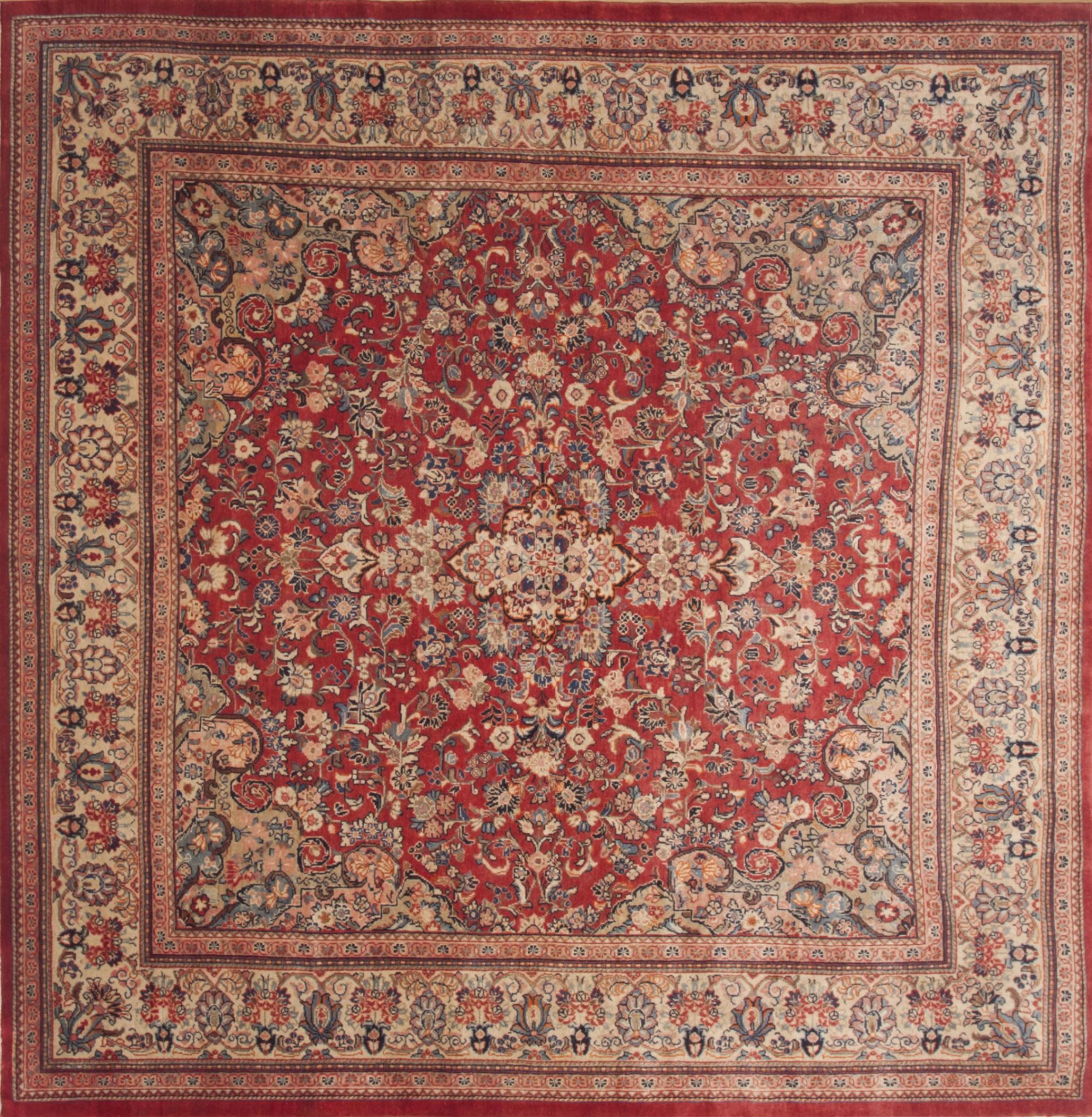 Persian Moshk Abad Red Square Ft And Larger Wool Carpet - persian moshk abad red square ft and larger wool carpet -