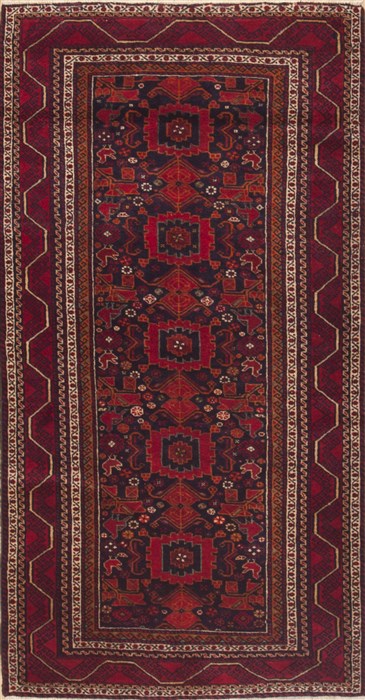Baluch Red Hand Knotted 310 X 75  Area Rug 100-12091 Image 0