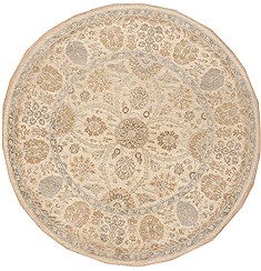 Chobi Beige Round Hand Knotted 6'1" X 6'1"  Area Rug 100-12101