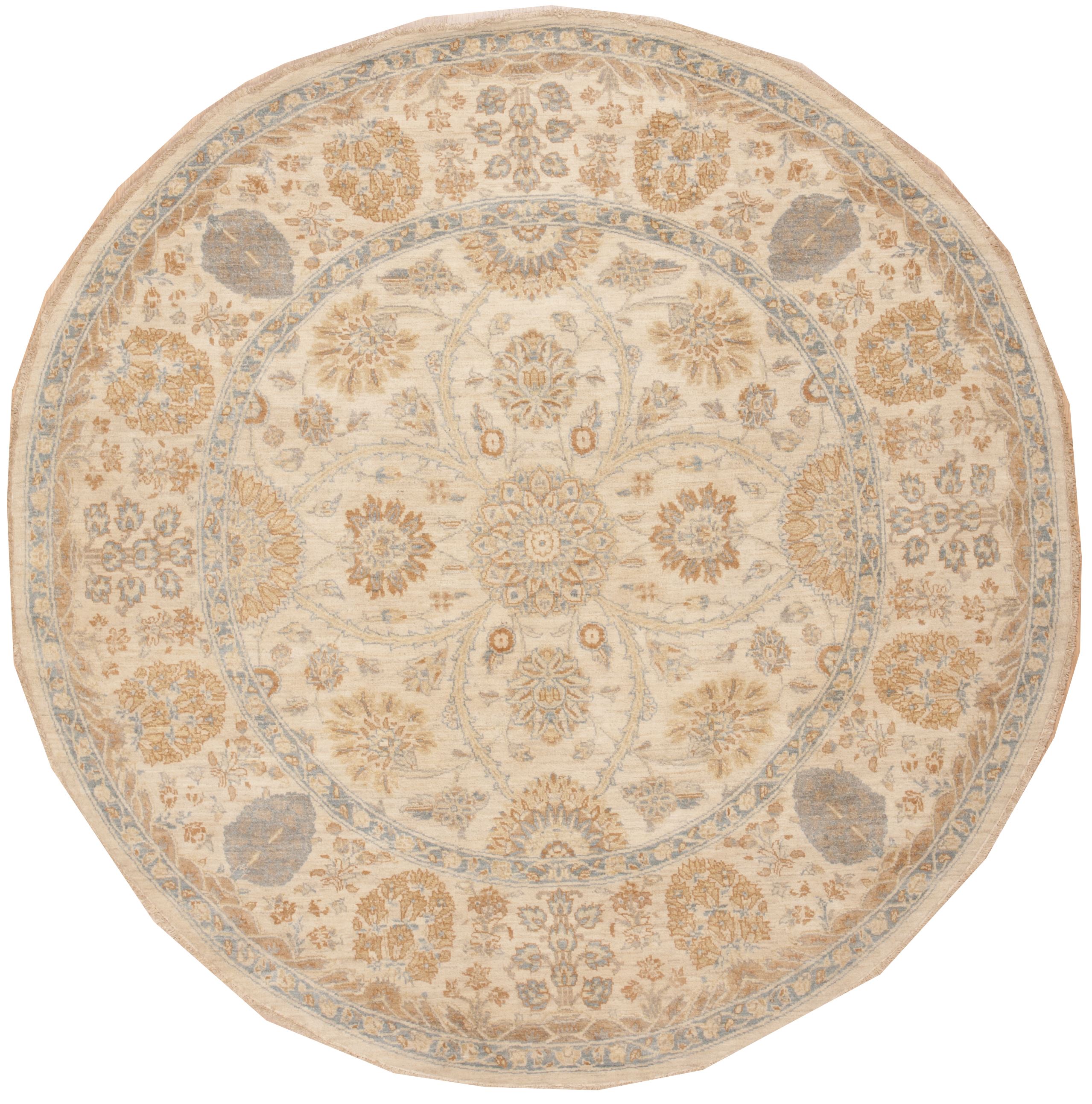 Stani Chobi Beige Round 5 To 6 Ft Wool Carpet 12102
