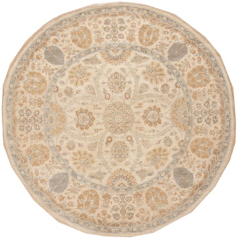 Chobi Beige Round Hand Knotted 61 X 61  Area Rug 100-12102 Image 0