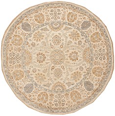 Pakistani Chobi Beige Round 5 to 6 ft Wool Carpet 12102