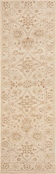 Pakistani Chobi Beige Runner 6 to 9 ft Wool Carpet 12104