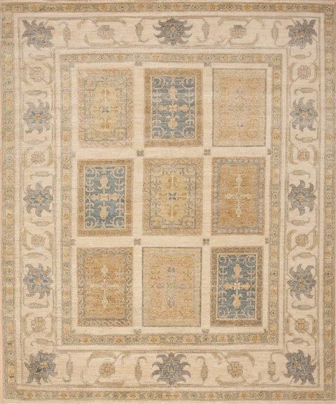 Chobi Beige Square Hand Knotted 67 X 80  Area Rug 100-12105 Image 0