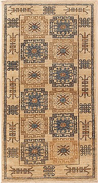 Pakistani Chobi Beige Rectangle 3x5 ft Wool Carpet 12110