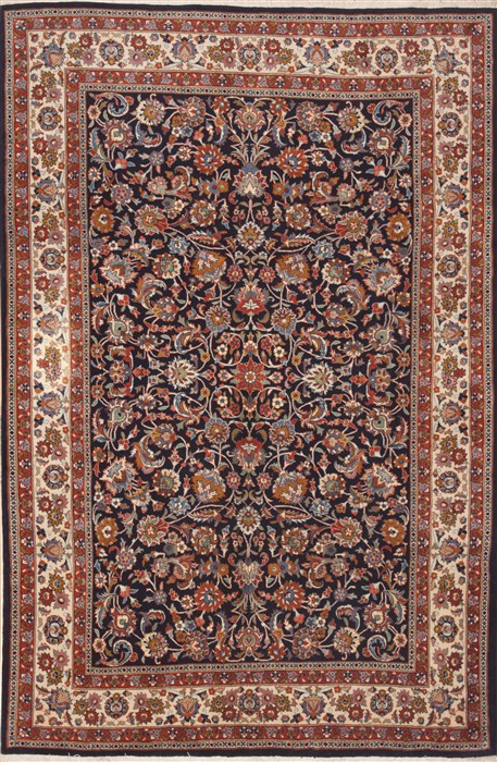 Mashad Blue Hand Knotted 69 X 99 Area Rug 100-12121 Image 0
