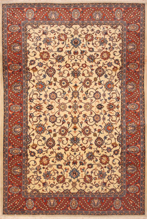 Sarouk Beige Hand Knotted 67 X 911 Area Rug 100-12134 Image 0