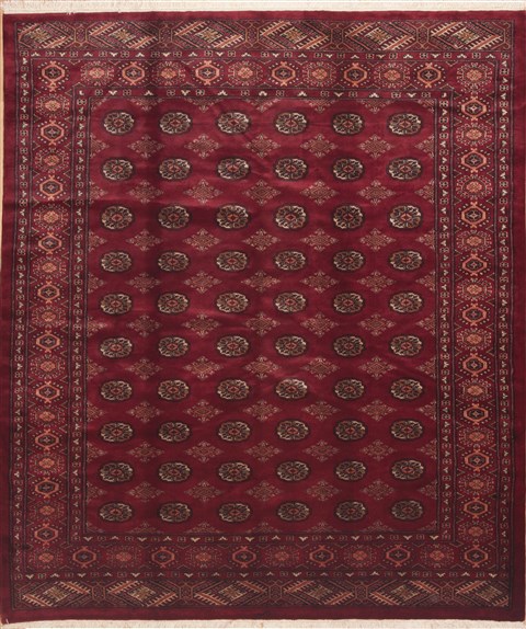 Bokhara Red Square Hand Knotted 69 X 82  Area Rug 100-12144 Image 0