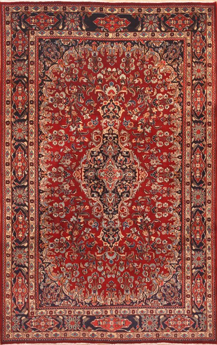 Mashad Red Hand Knotted 68 X 109  Area Rug 100-12151 Image 0