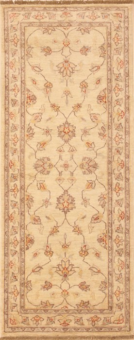 Chobi Beige Runner Hand Knotted 26 X 64  Area Rug 100-12161 Image 0