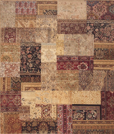 Patchwork Beige Hand Knotted 83 X 910 Area Rug 100-12181 Image 0