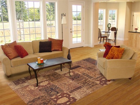 Patchwork Brown Hand Knotted 82 X 99 Area Rug 100-12186 Image 4