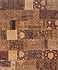 Patchwork Brown Hand Knotted 82 X 99 Area Rug 100-12186 Thumb 0