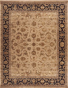 Indian Jaipur Beige Rectangle 9x12 ft Wool Carpet 12224