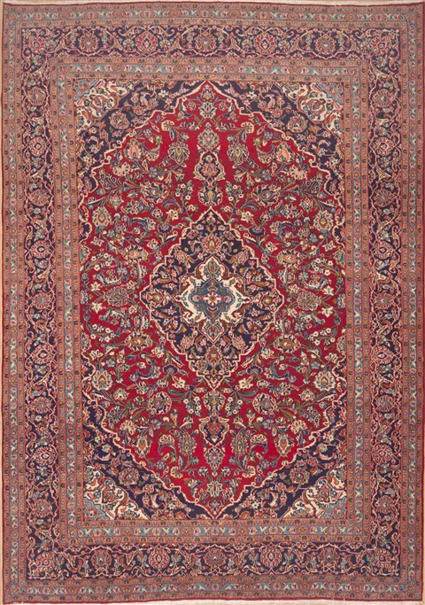 Kashan Red Hand Knotted 86 X 122  Area Rug 100-12238 Image 0
