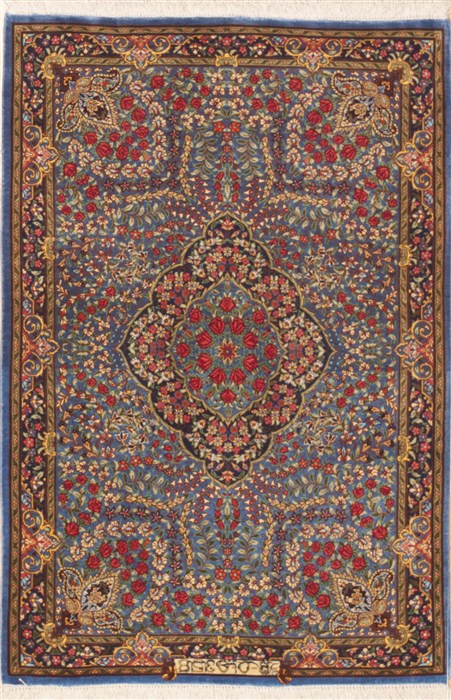 Qum Blue Hand Knotted 20 X 211  Area Rug 100-12263 Image 0