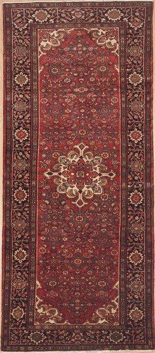 Hamedan Red Runner Hand Knotted 50 X 116  Area Rug 100-12286 Image 0