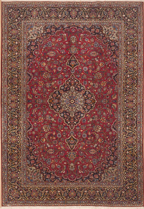 Kashan Red Hand Knotted 75 X 109  Area Rug 100-12288 Image 0